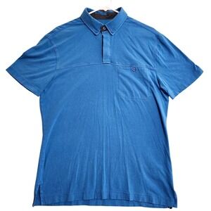 Lululemon Athletica Men's Polo Shirt Medium Blue Tail Pocket Soft Comfort Cotton
